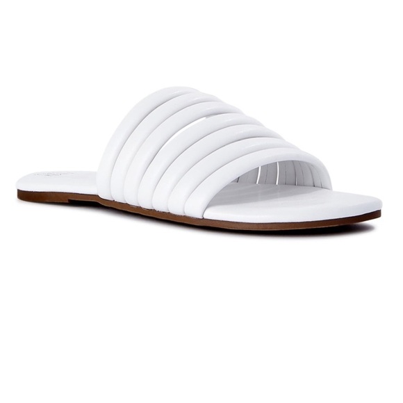 Time and Tru Women's Multi-Band Slide Sandals White Size 8 - Picture 1 of 9
